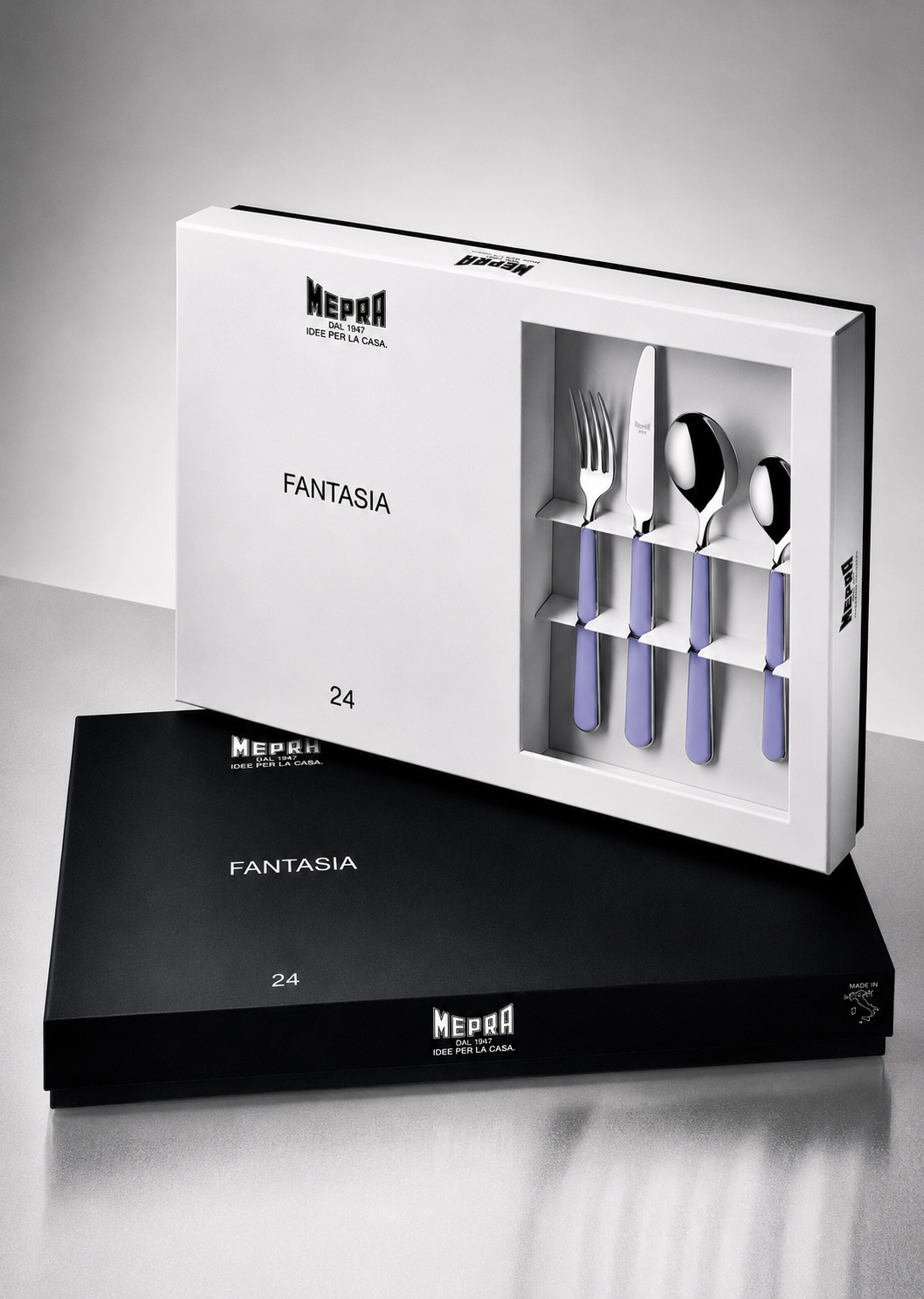 Mepra Fantasia Set Posate Lavanda dettaglio manico Tuttocasa Domodossola