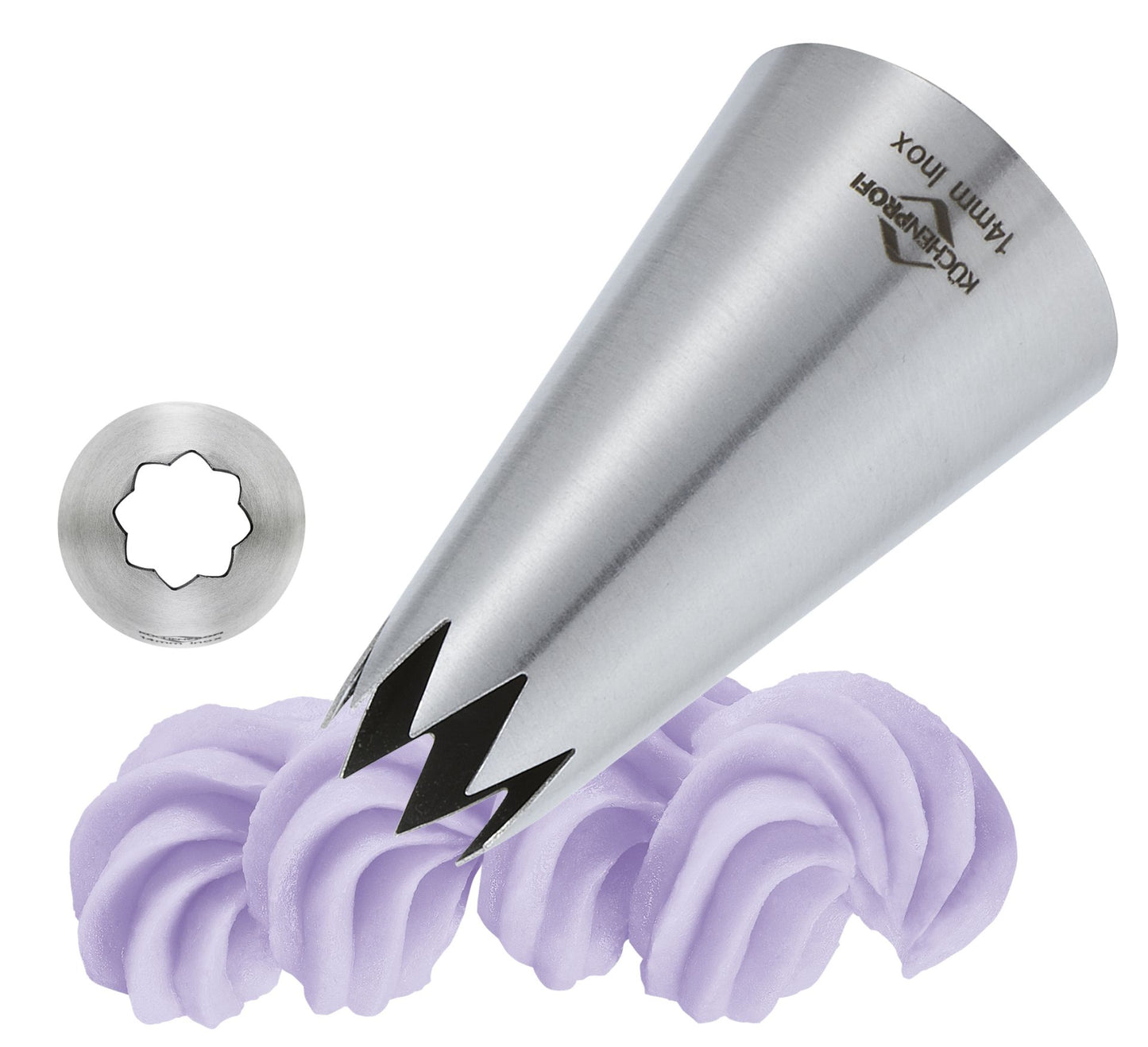Küchenprofi Bake bocchetta stella 14 mm inox con ciuffi crema viola | Tuttocasa Domodossola