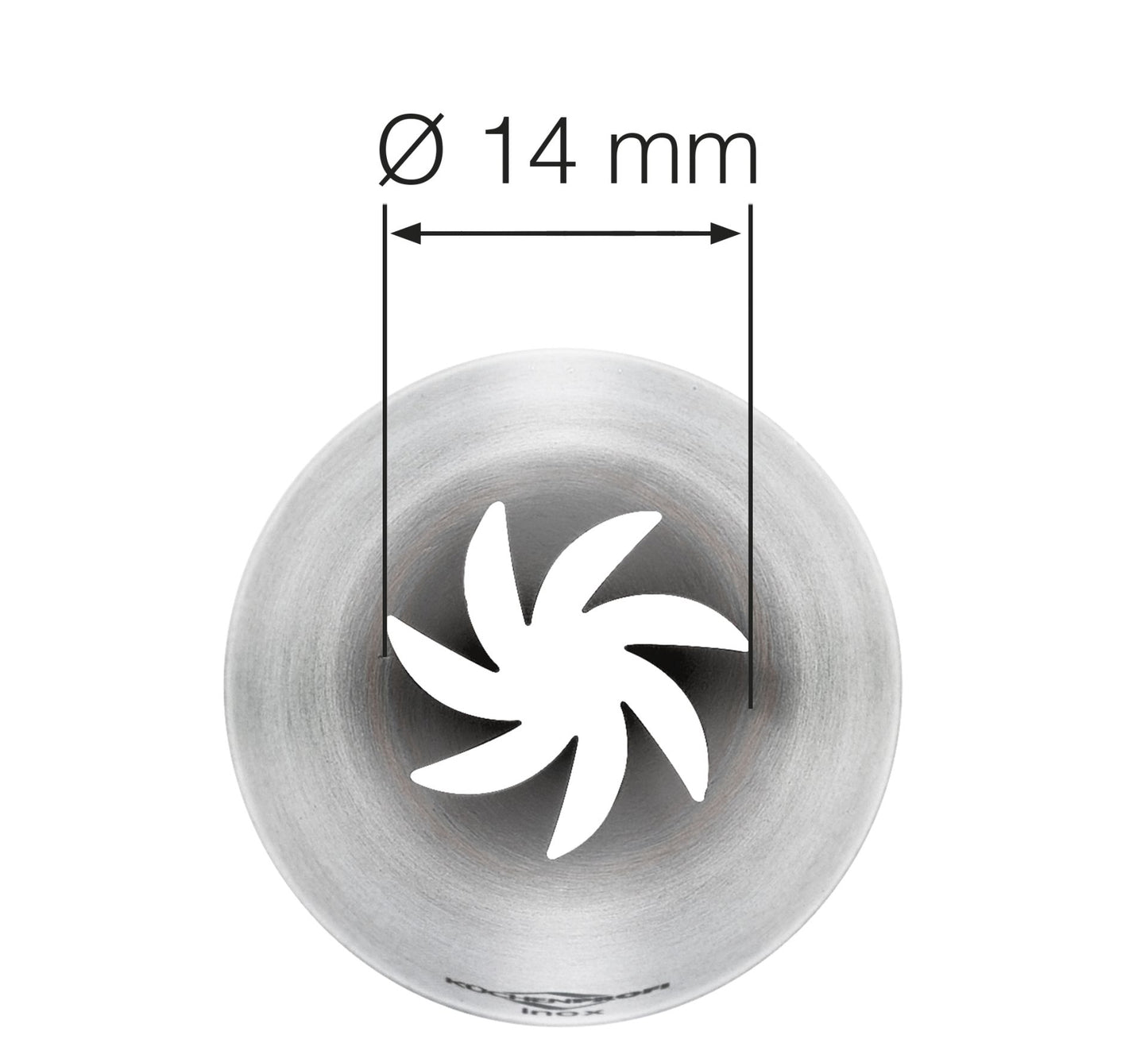 Beccuccio rosetta Küchenprofi Bake 14 mm inox dettaglio apertura a spirale frontale | Tuttocasa Domodossola