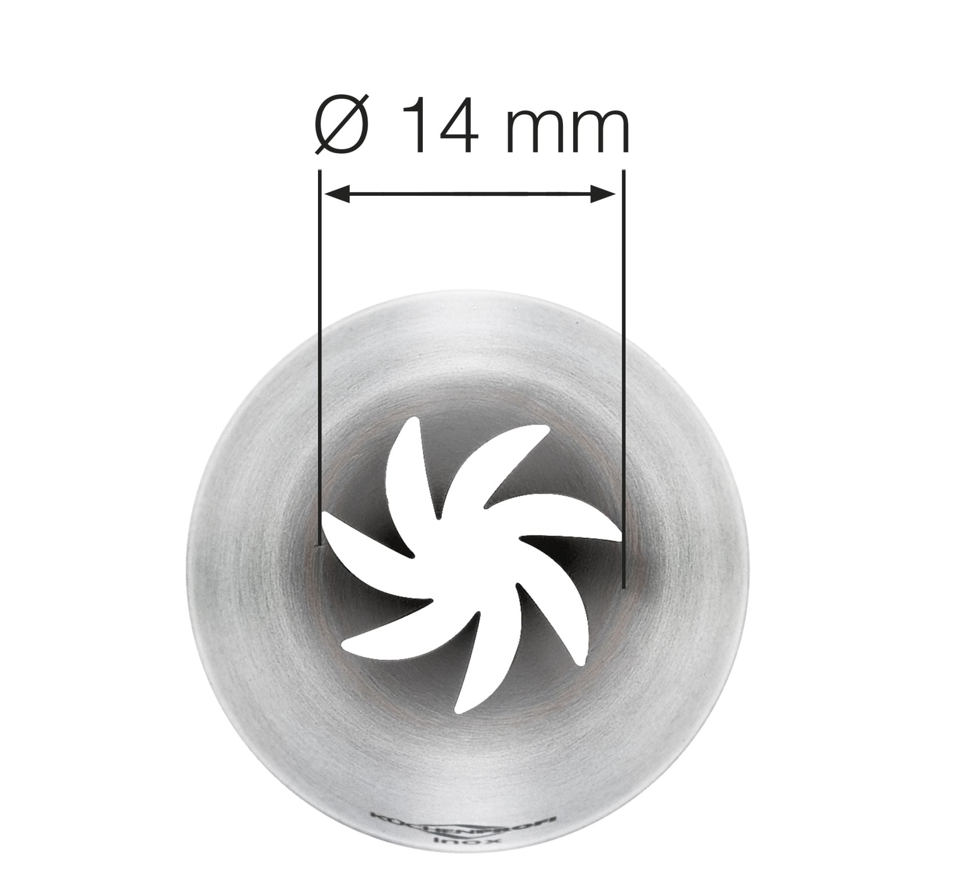 Beccuccio rosetta Küchenprofi Bake 14 mm inox dettaglio apertura a spirale frontale | Tuttocasa Domodossola